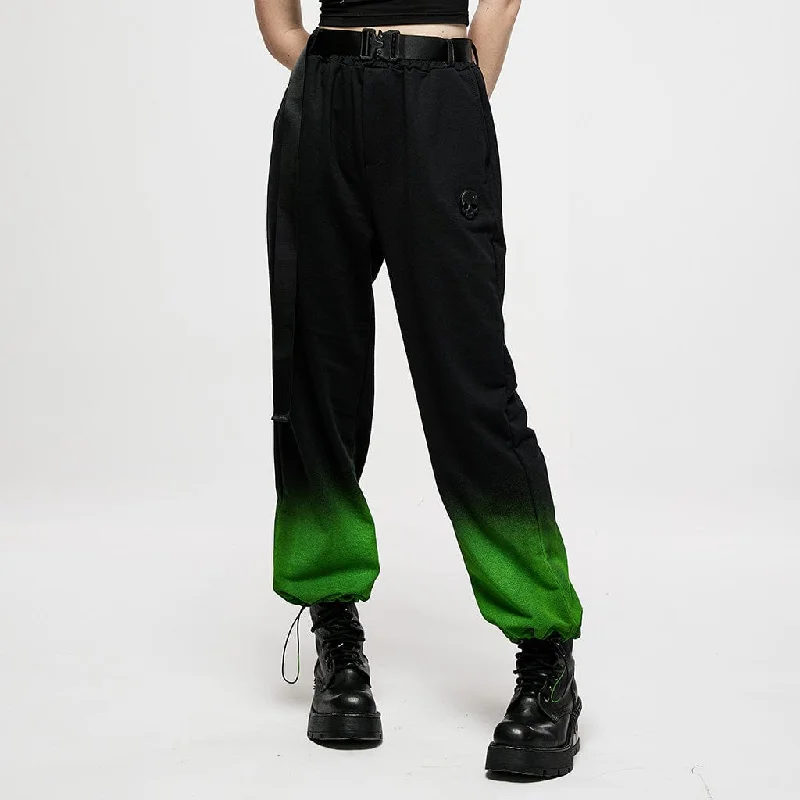 Style Upgrade Women's Grunge Green Gradient Overalls with Belt