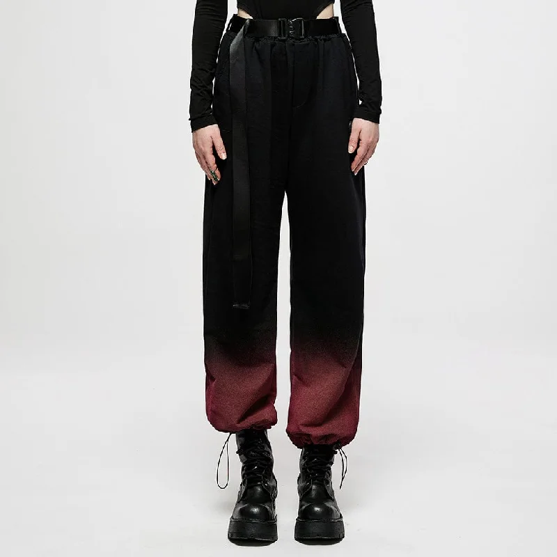 Special Offer Women's Grunge Red Gradient Overalls With Belt