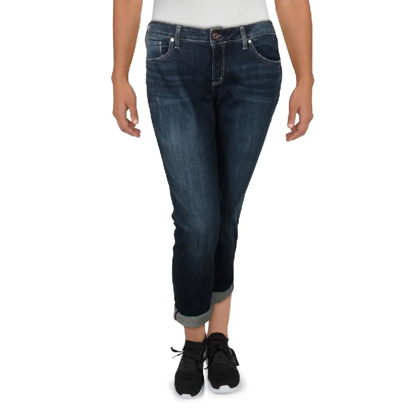 Elegant Styles Womens Low Rise Faded Boyfriend Jeans