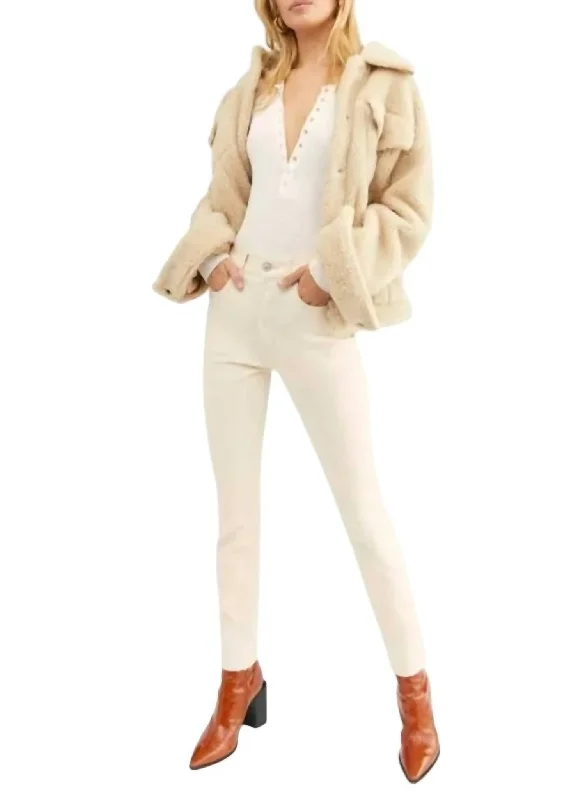 Embrace New Fashion Women's Mid Rise Skinny Jeans In Cream