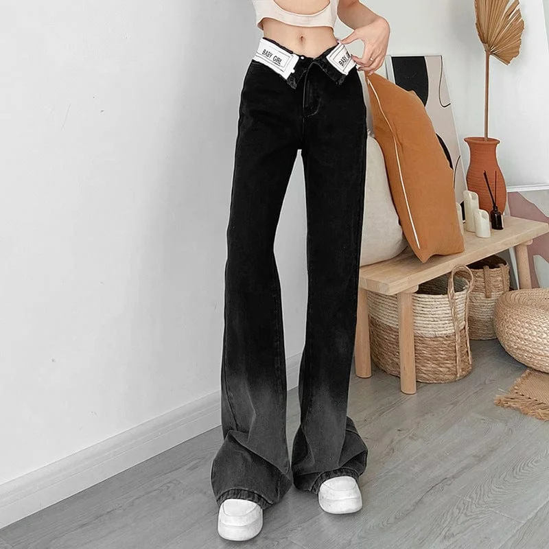 Hot Deals Women's Punk Color Gradient Straight Pants