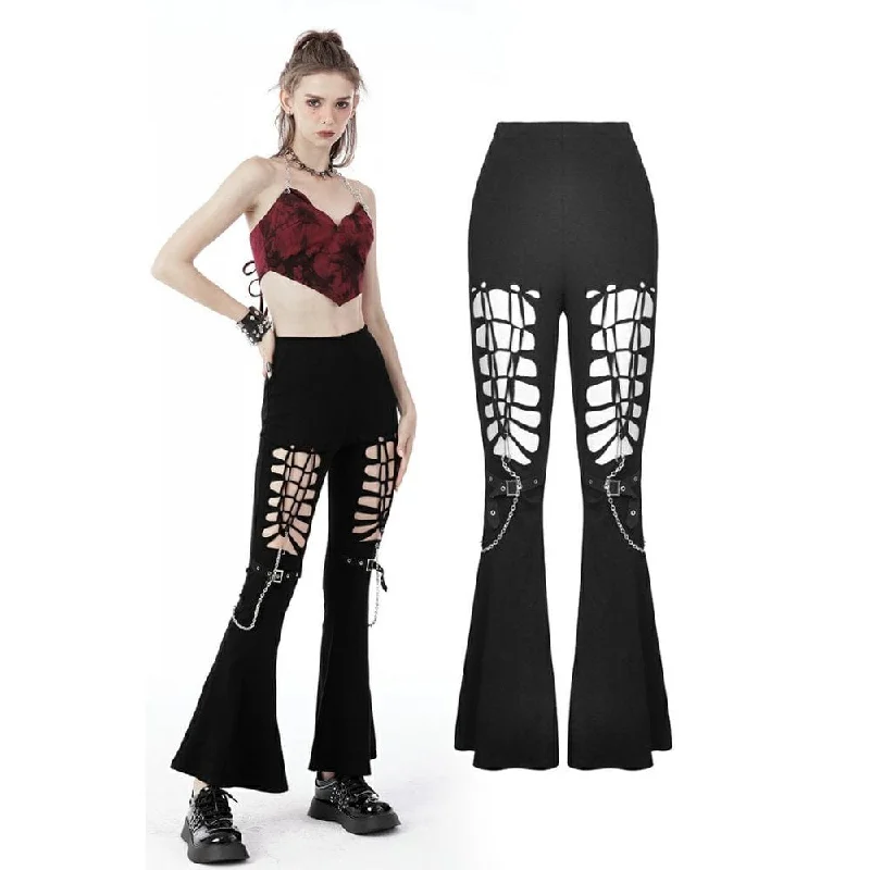 Seasonal Sale Women's Punk Cutout Metal Chain Bell-bottoms