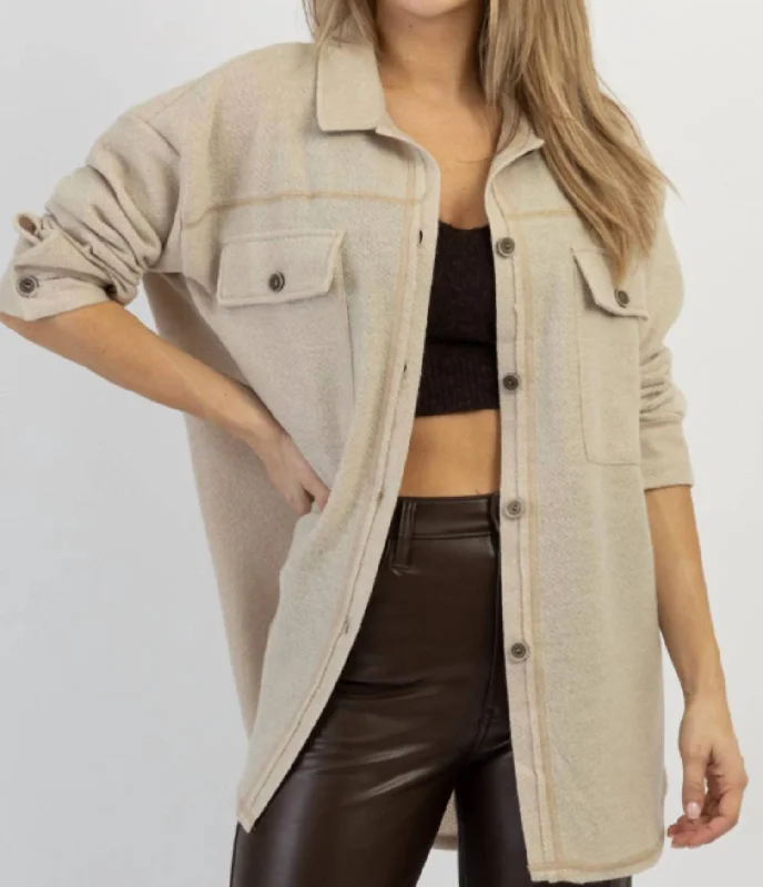 Limited Time Offers Woodstock Relaxed Shirt Jacket In Beige