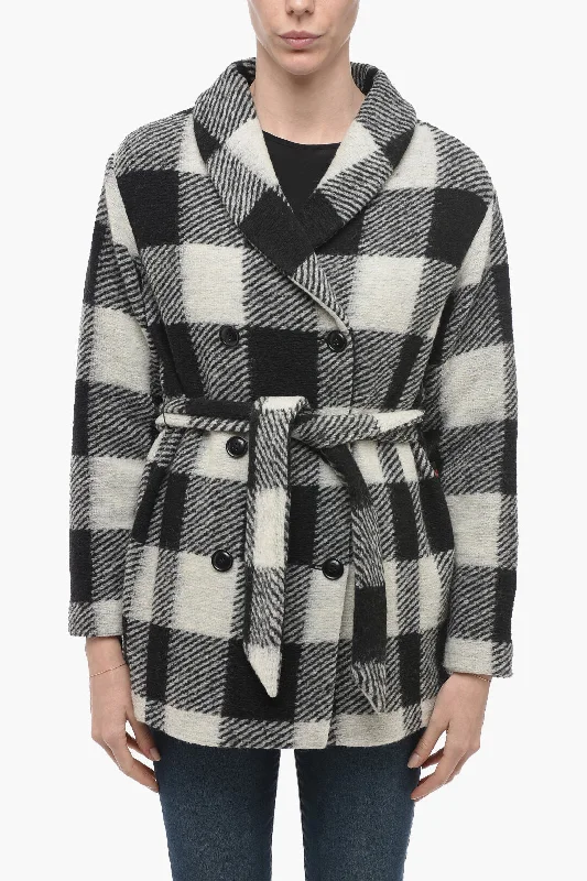 Premium Quality Garments Woolrich ARCHIVE Double-breasted Plaid Check Coat