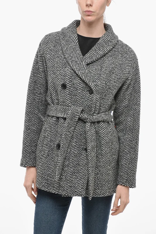 Catch Every Fashion Trend Woolrich Belted Double Breasted WOOLEN Coat